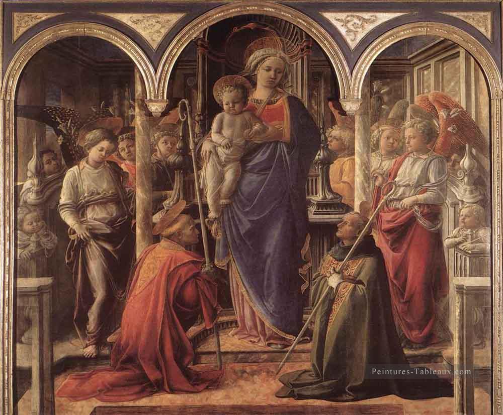 Vierge à l’Enfant Avec St Fredianus et St Augustine Renaissance Filippo Lippi Peintures à l'huile
